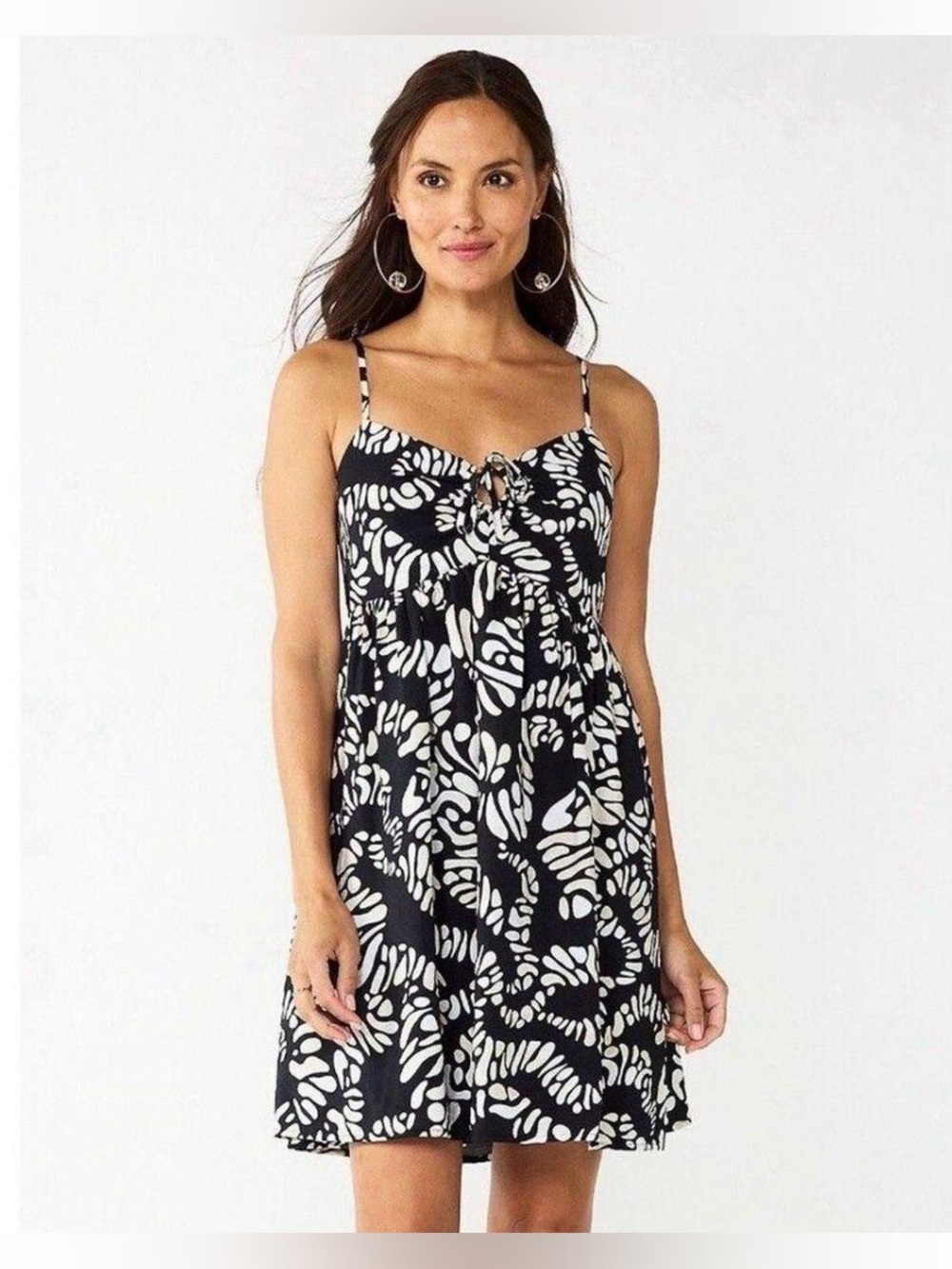 Nine West Black and White Tie-Front Sundress Size CS - C31-064